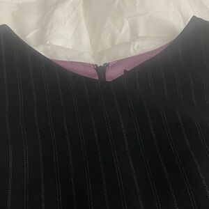 Chic Black Asymmetrical Dress with Pinstripes